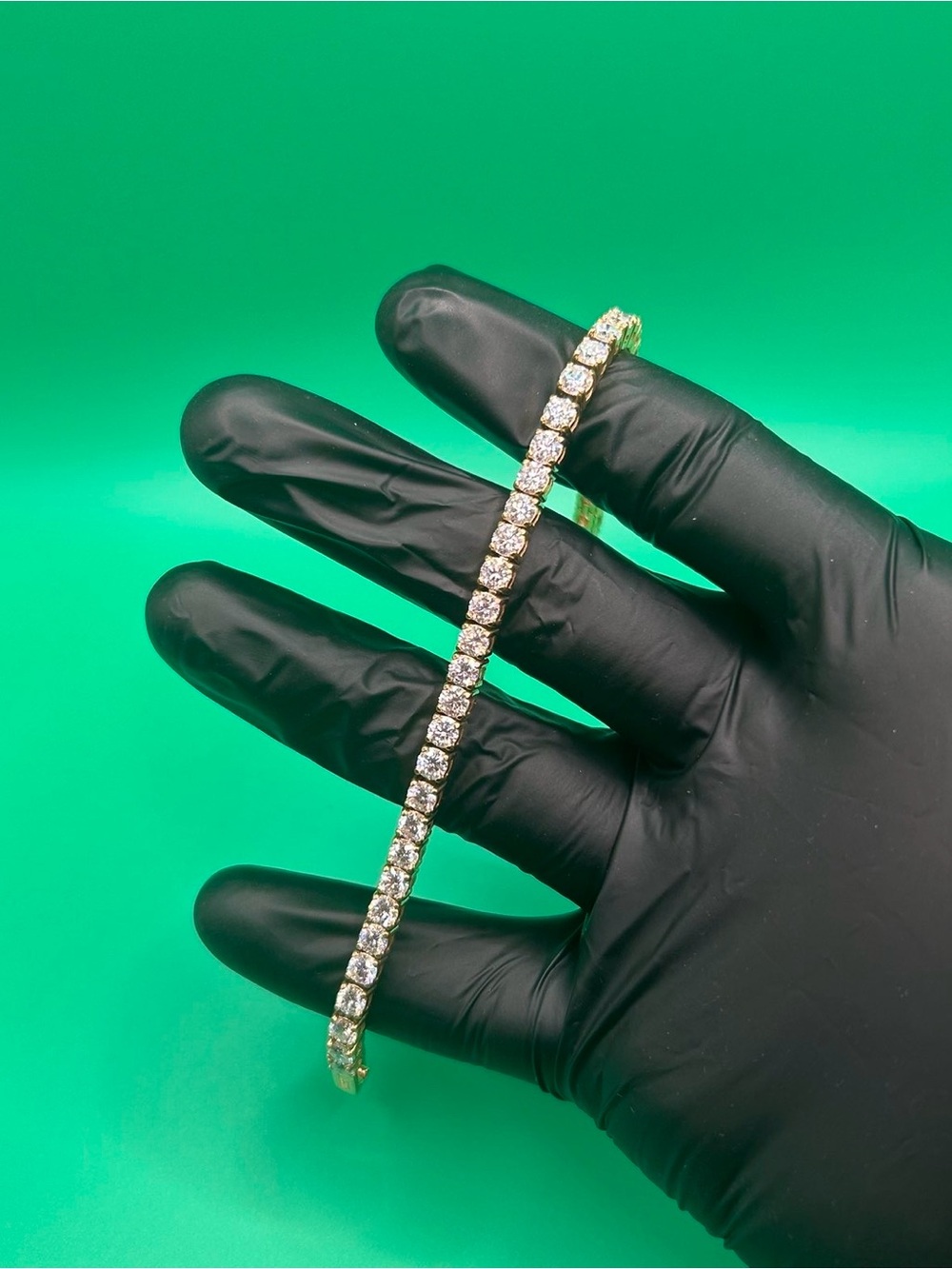 4mm Lab Grown Diamond Gold Tennis Bracelet GRA Pass Tester Womens 7 Inch